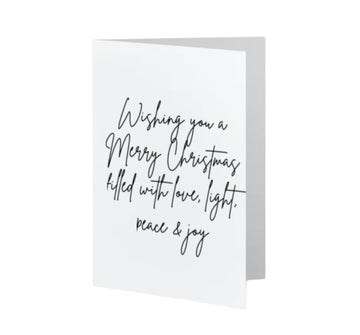 Wishing you a Merry Christmas filled with love, light, peace & joy.