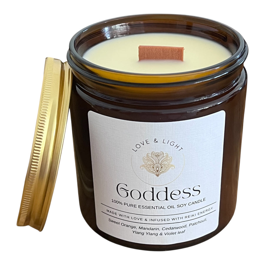 100% Pure Essential Oil Wood Wick Soy Candles - Love & Light