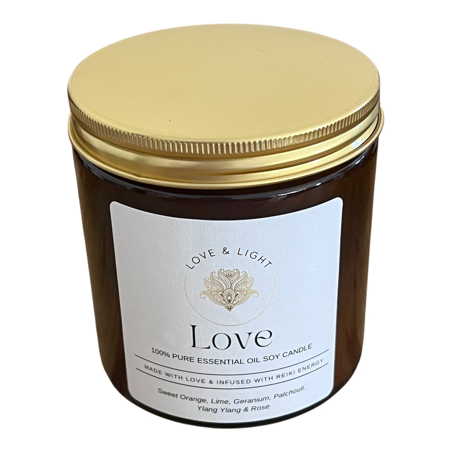 100% Pure Essential Oil Wood Wick Soy Candles - Love & Light